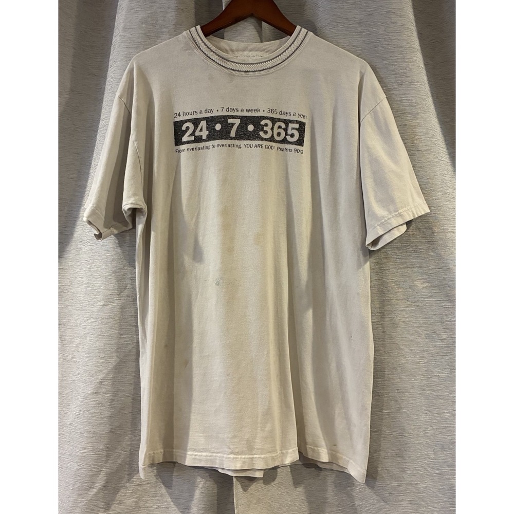 Vintage Reebok Psalms T-shirt Religious 24-7-365 Ivory Mens Large USA Made